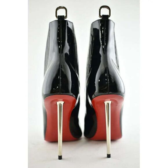Christian Louboutin Epic Boot 100 Black Patent Stiletto Heel Ankle Bootie 38 - Picture 11 of 12